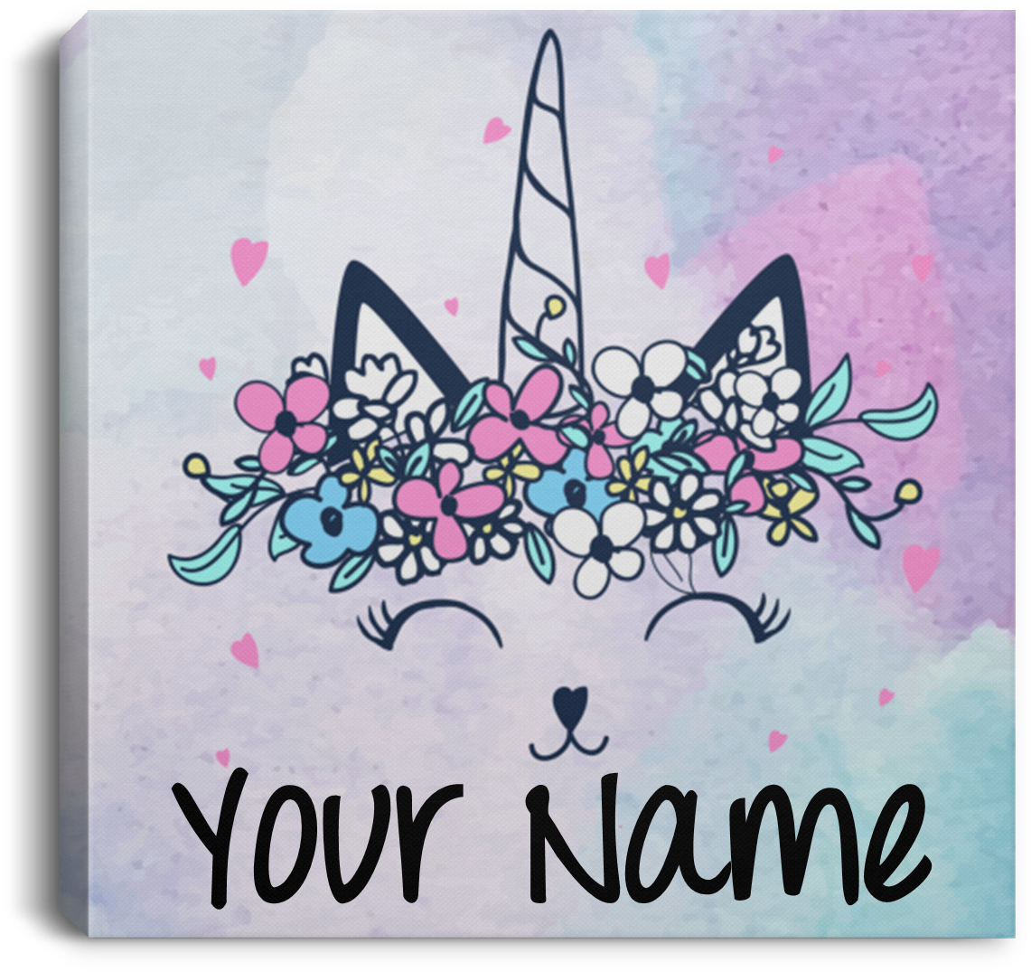 Personalized Kitty Cat Unicorn Art Canvas Print (1155x1155), Png Download
