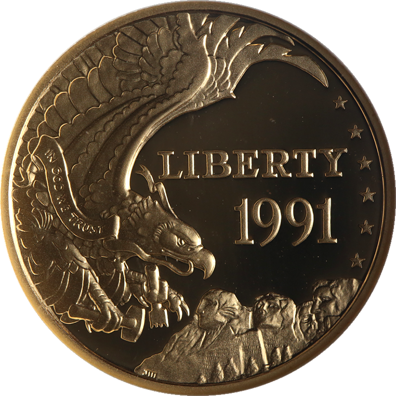 1991-w Mount Rushmore Commem Gold $5 Ngc Pf69 Ultra (800x800), Png Download