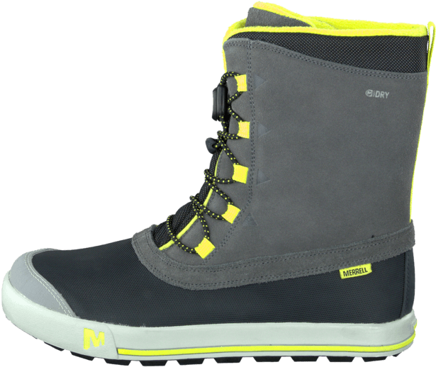 Buy Merrell Snow Bank Waterproof Kids Grey/lime Grey (705x705), Png Download