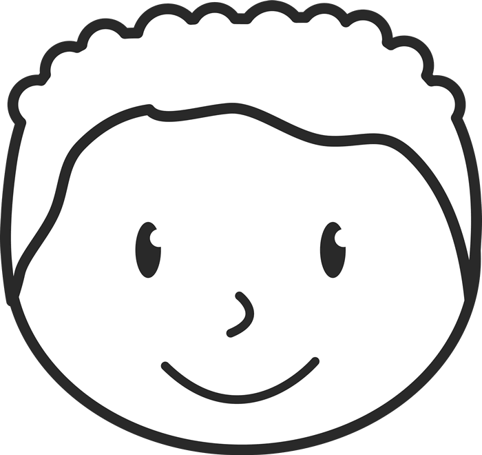 Boy Face With Curly Hair Rubber Stamp (700x660), Png Download