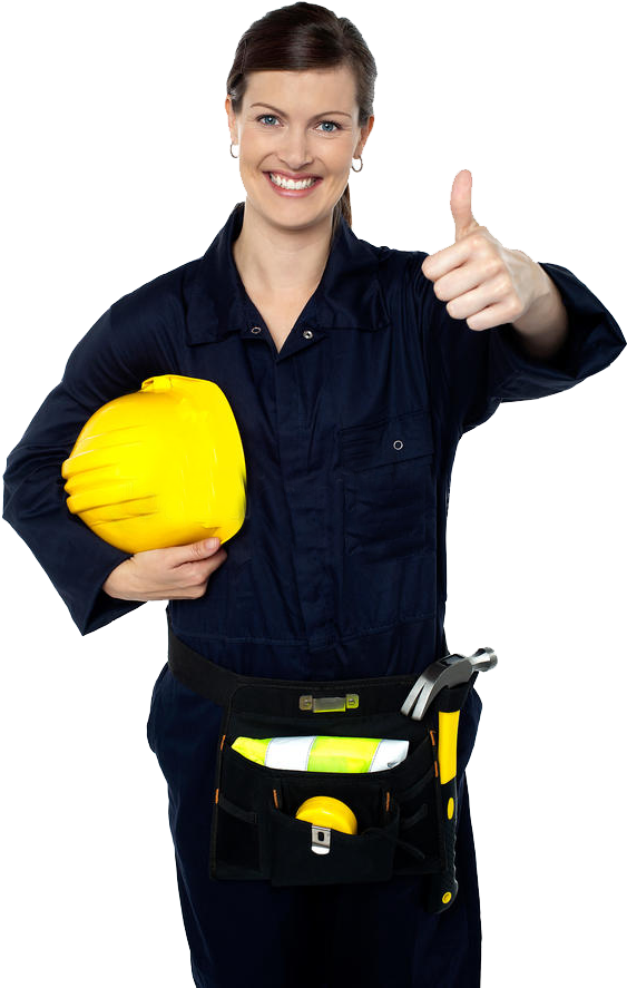 Mujer Feliz Construccion (599x900), Png Download