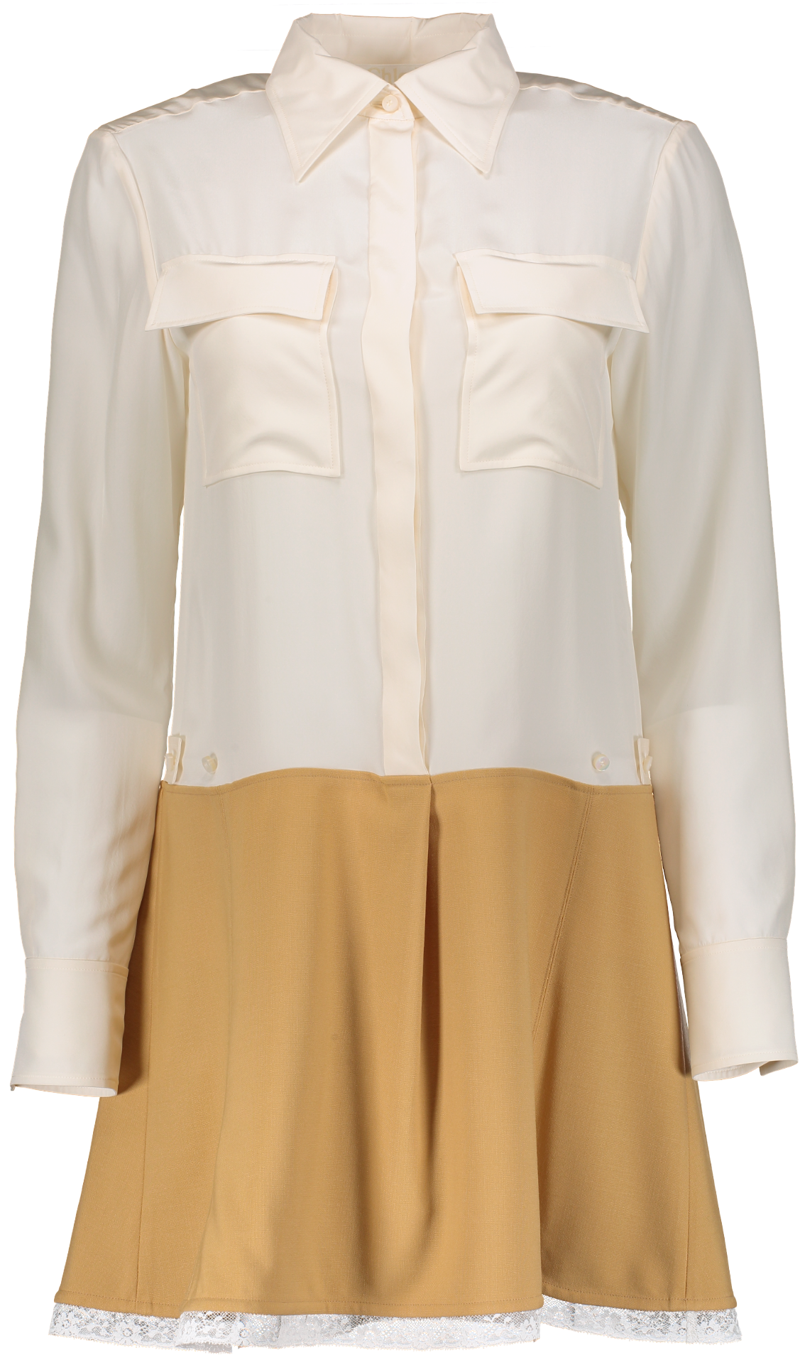 Long Sleeve Button Up Dress In Buttercream (1280x1920), Png Download