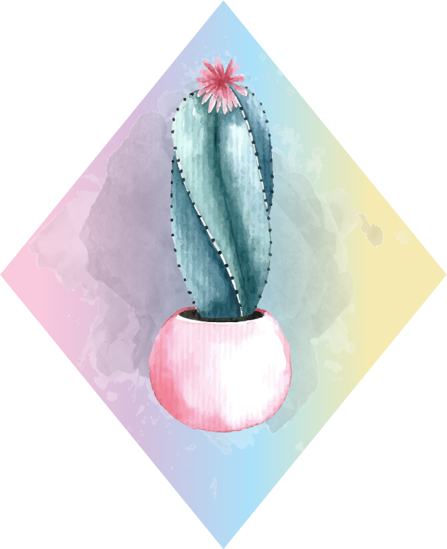 Vinilo Habitación Infantil Cactus Acuarela (653x801), Png Download