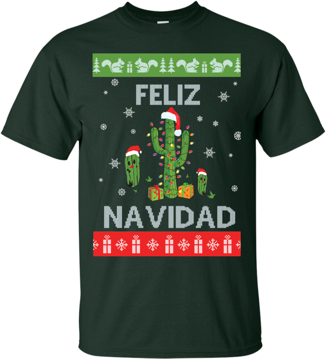 Feliz Navidad Christmas Sweater, Tshirt, Long Sleeve (1155x1155), Png Download