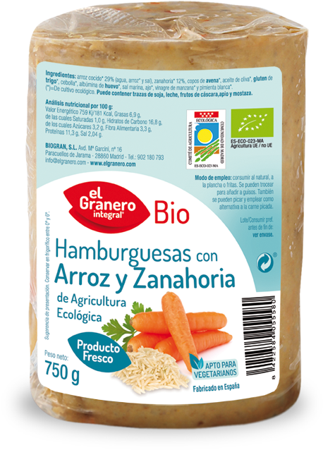 Hamburguesa De Arroz Y Zanahoria Bio , 750 G (900x700), Png Download