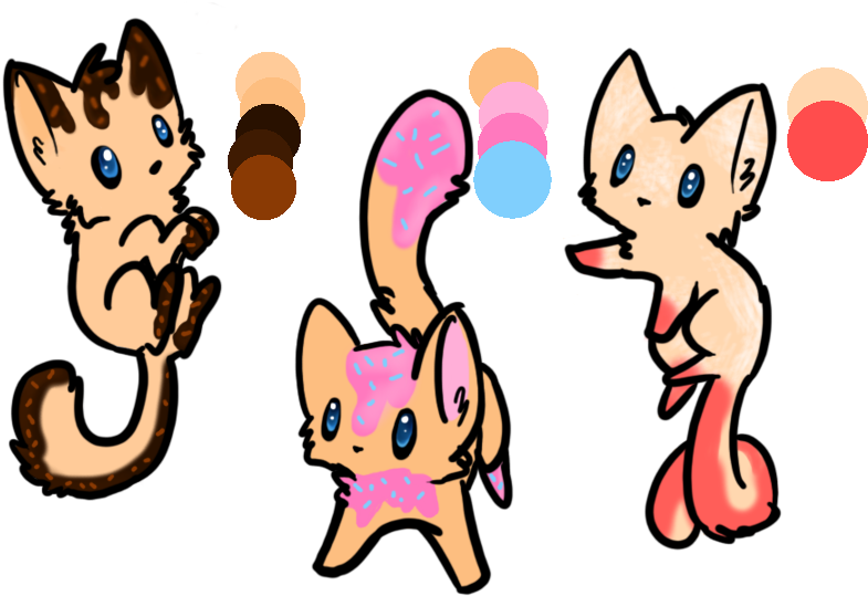 Adoptables] 2-point Doughnut Kitties By Luna950 On (785x539), Png Download