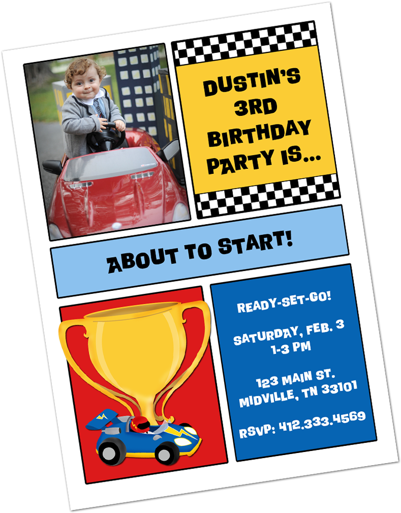 Race Car Digital Invitation (1000x1200), Png Download