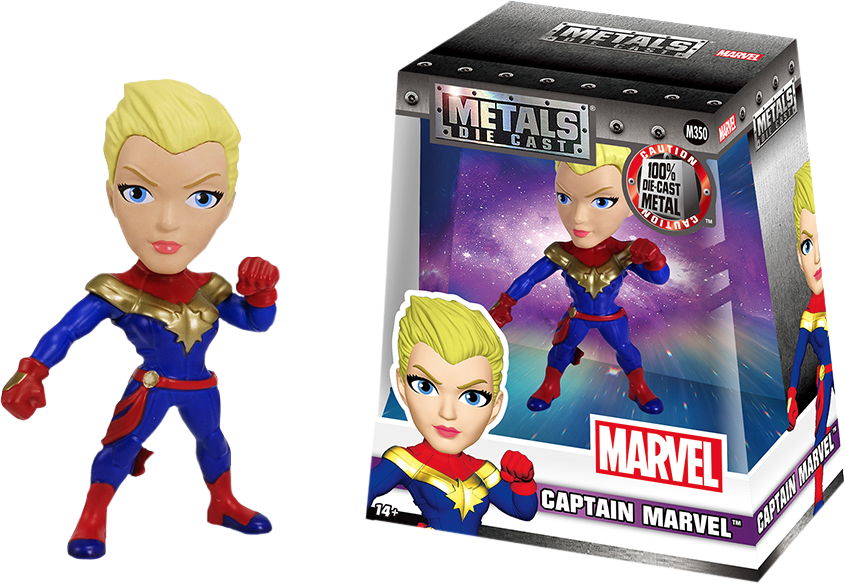 Captain Marvel 4" Metals Die-cast Action Figure (845x585), Png Download