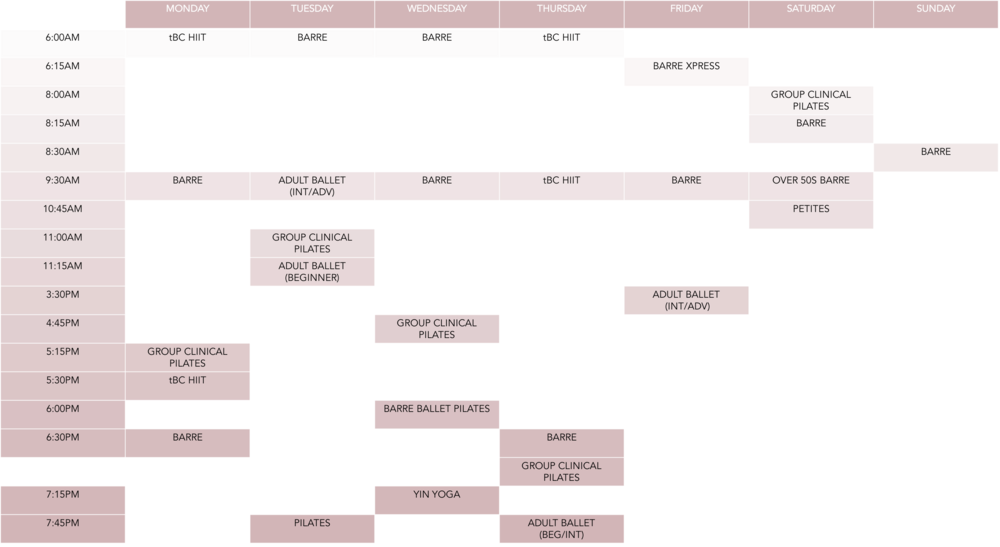 The Barre Clinic Timetable 5th December (1000x547), Png Download