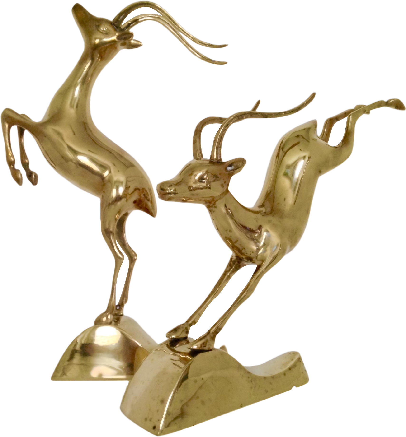 A Stunning Pair Of Vintage Brass Leaping Gazelles (1900x1901), Png Download