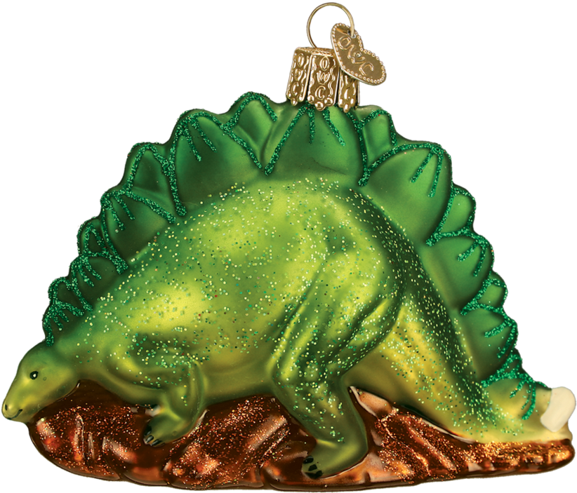 Old Word Christmas Stegosaurus Glass Ornament, Owc-old (900x900), Png Download