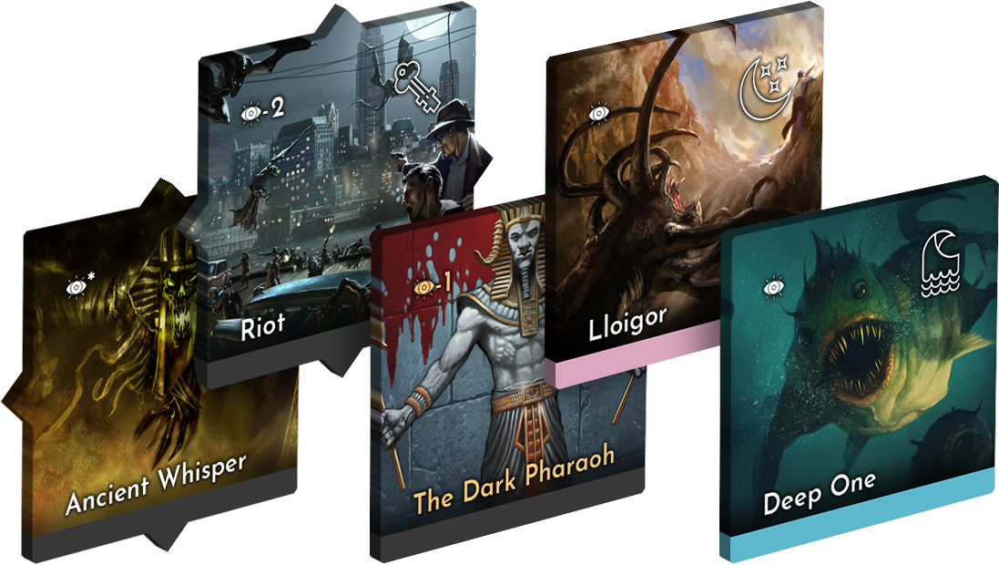 Five Monster Tokens From My Arkham Horror Revised Boardgame (1097x620), Png Download