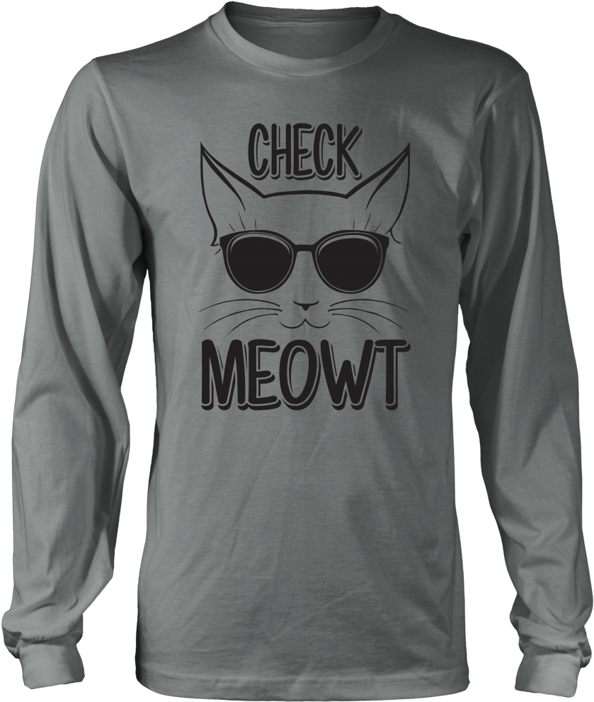 Check Meowt Black Glasses Long Sleeve Shirt (1000x1000), Png Download