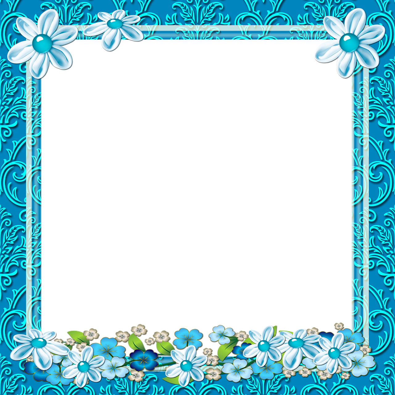 Frame Floral,transparent Background,free Pictures, (1280x1280), Png Download