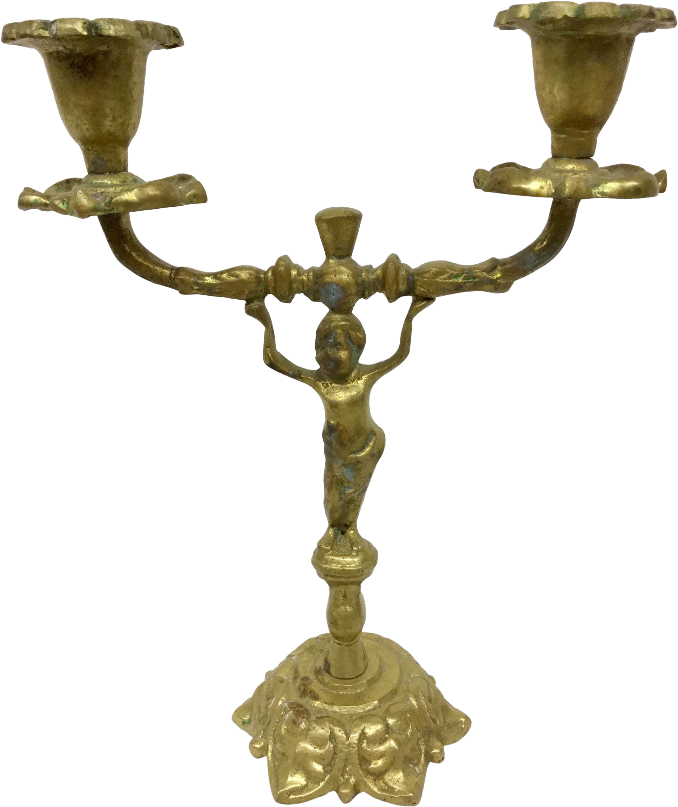 Brass Cherub Candle Stick (2623x3123), Png Download