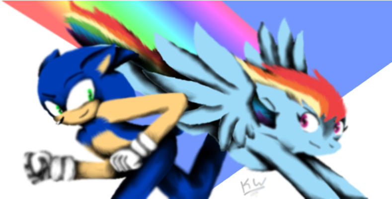 Sonic And Rainbowdash (800x400), Png Download