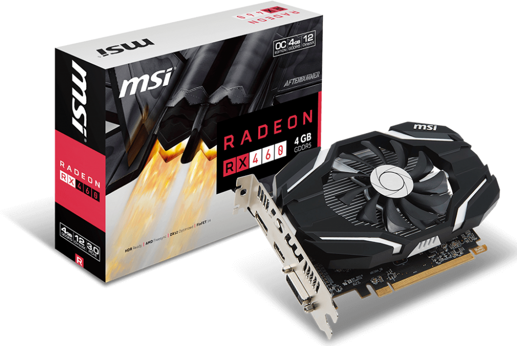 Graphics Card Msi Radeon Rx 460 Oc 4gb (1024x819), Png Download