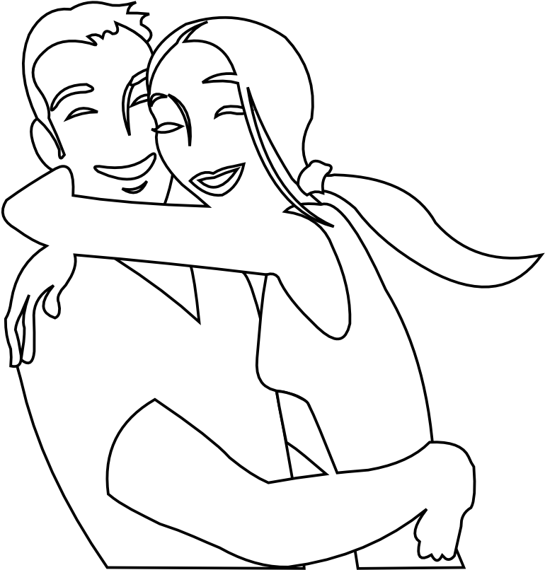 In Love Black White Line Art Coloring Book Colouring (777x817), Png Download