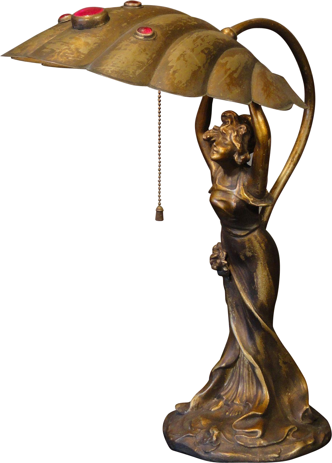Marvelous Art Nouveau Sweet Lady Desk Lamp W/ Brass (1616x1616), Png Download