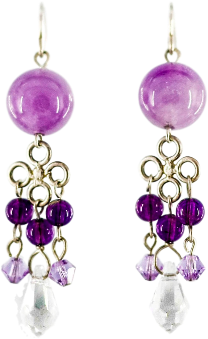 Silver Amethyst Swarovski Dangle Earrings (2290x1831), Png Download