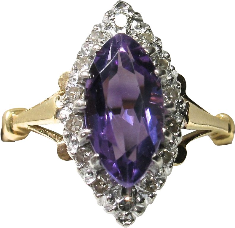 18k Marquise-shaped Amethyst And Diamond Dress Ring (823x823), Png Download