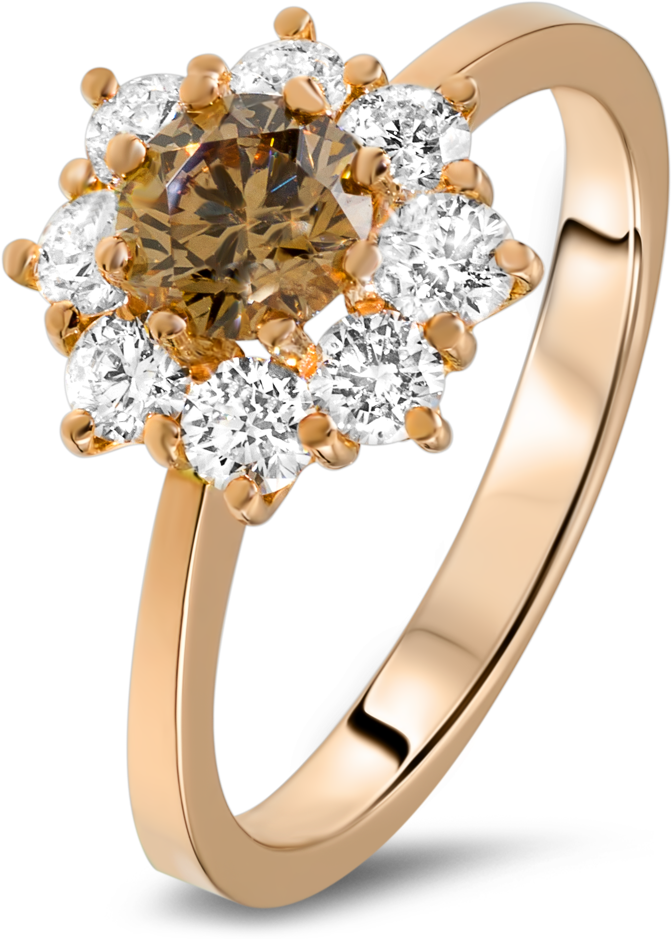 Brown Diamond Ring In 18k Rose Gold (2200x2200), Png Download