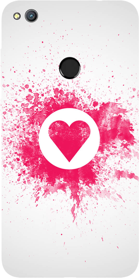Pink Heart Art Printed Case Cover For Honor 8 Lite (1000x1000), Png Download