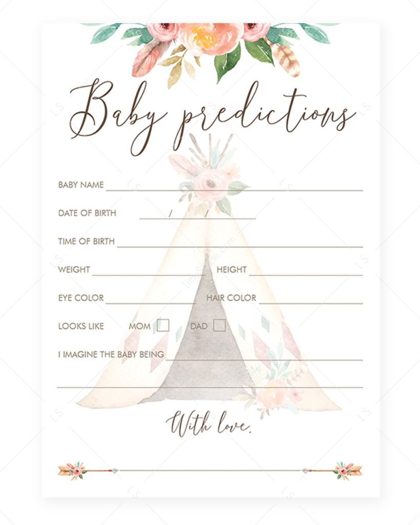 Baby Predictions Game For Tribal Themed Baby Shower (819x1024), Png Download