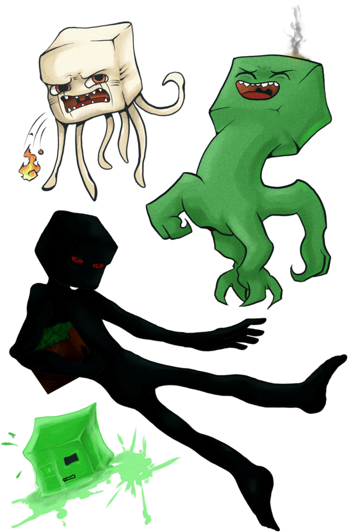 Minecraft Slenderman Green Fictional Character Vertebrate (728x1098), Png Download