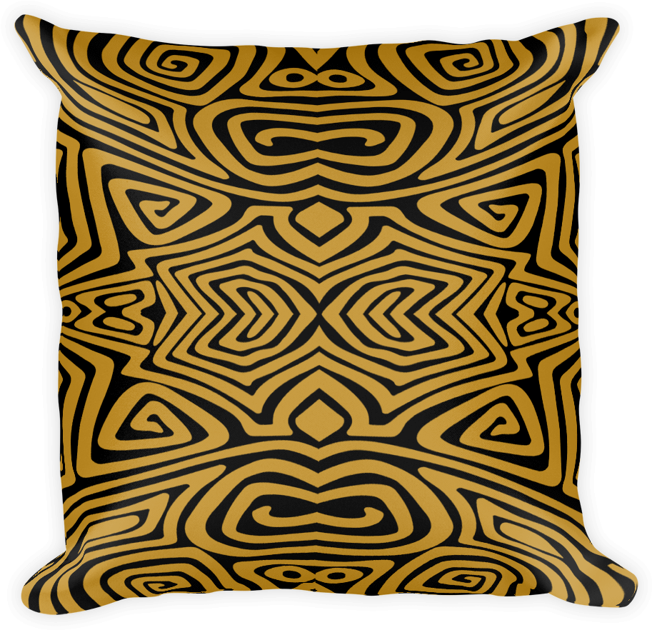 Square Pillow-bold Tribal Gold (1000x1000), Png Download