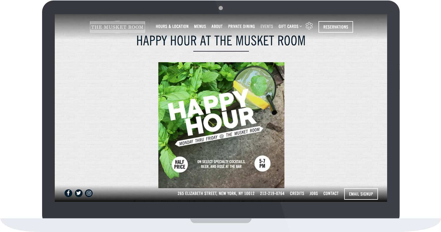 The Musket Room's Website Event Page (1500x865), Png Download