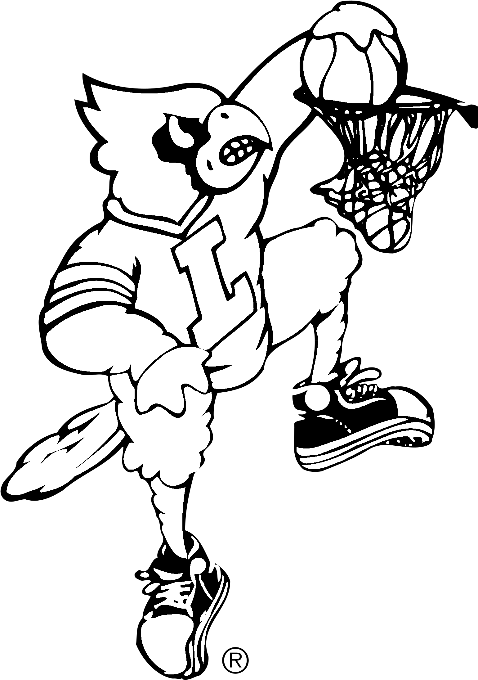 Louisville Cardinals Logo Black And White (2400x2400), Png Download