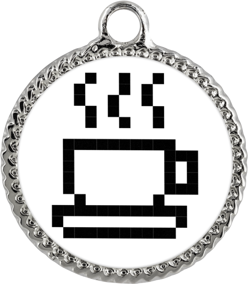 Coffee Lovers Pixel Art Deco Coin Necklace (1024x1024), Png Download