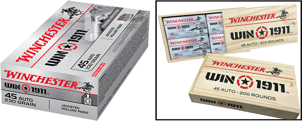 Winchester Win 1911 Pistol Ammo X45w1911, 45 Acp, Fmj (1000x449), Png Download