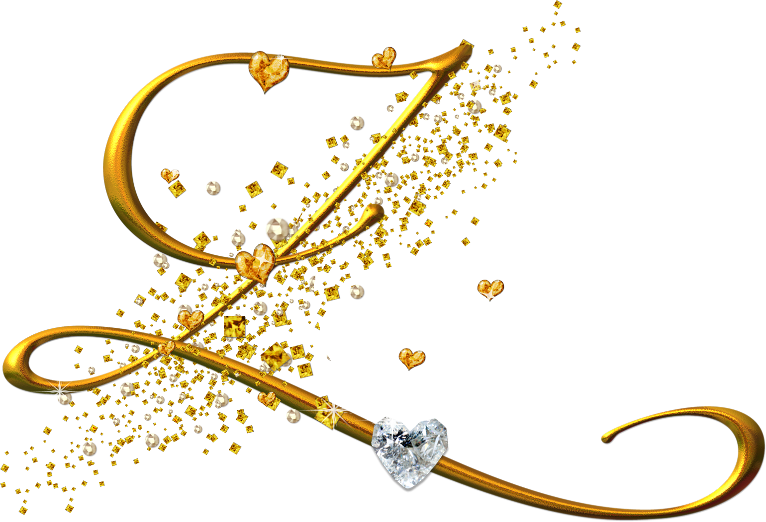 Alfabeto Dorado Con Corazones (1540x1051), Png Download