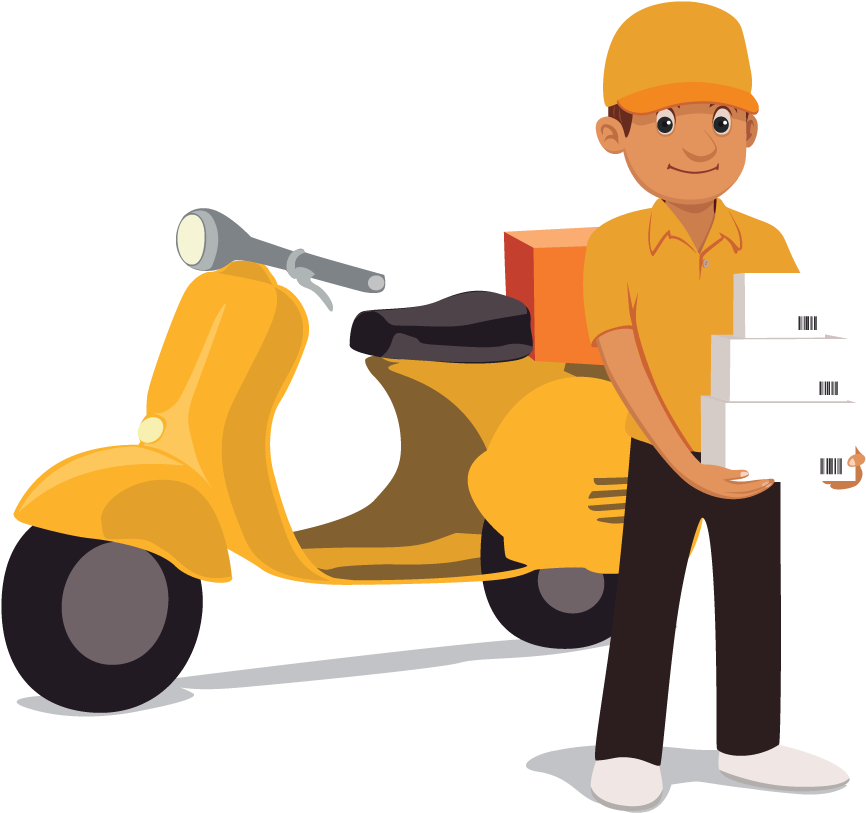 Delivery Man With Motorcycle (2000x1413), Png Download