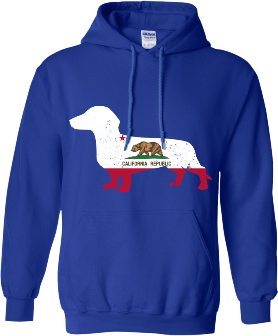 Dachshund California Flag Pullover Hoodie 8 Oz (1155x1155), Png Download