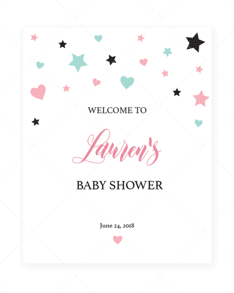 Pink Baby Shower Welcome Sign Printable By Littlesizzle (819x1024), Png Download