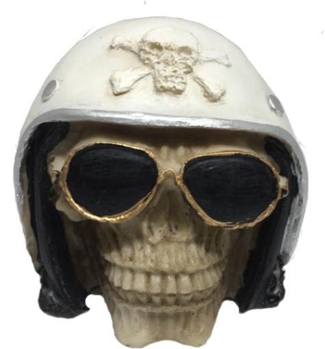 Caveira Capacete Óculos Branco (590x626), Png Download