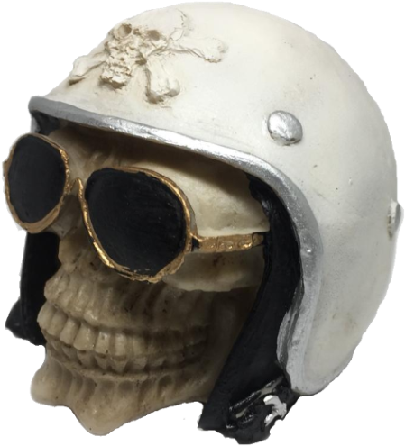 Caveira Capacete Óculos Branco (559x584), Png Download