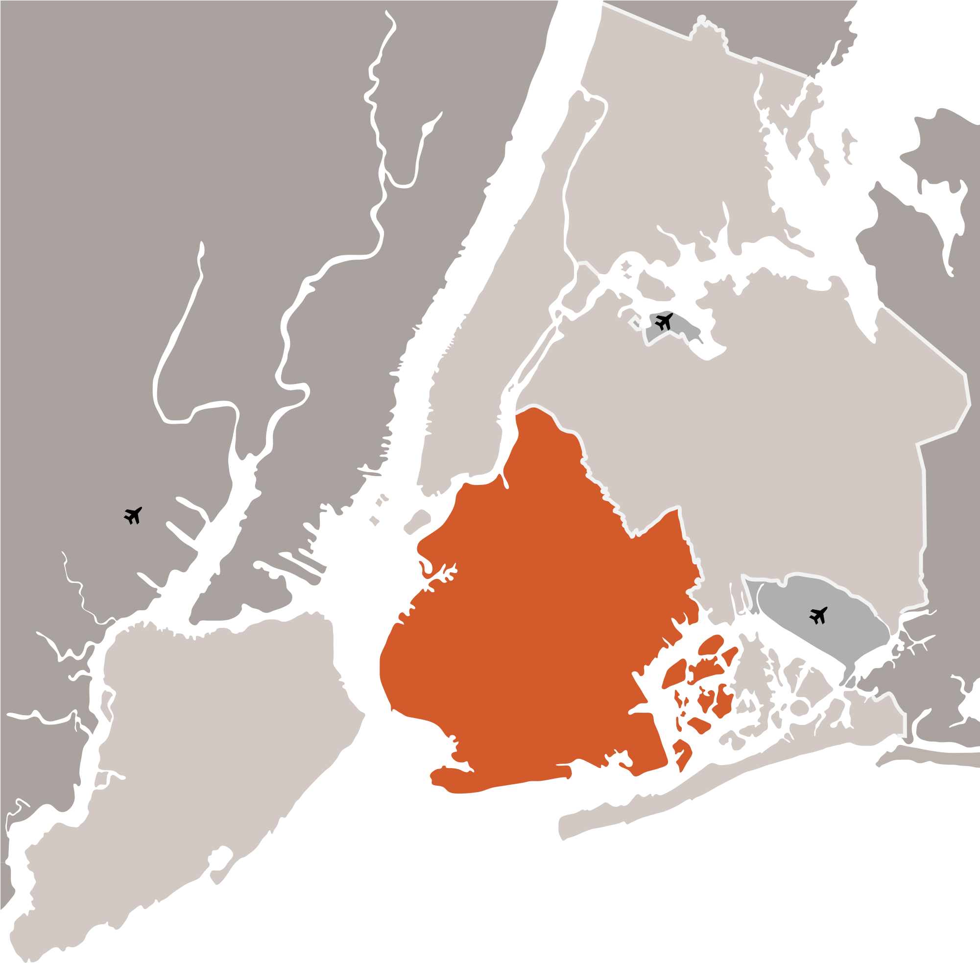 New York City Location Brooklyn - New York Boroughs Vector (2000x1976), Png Download