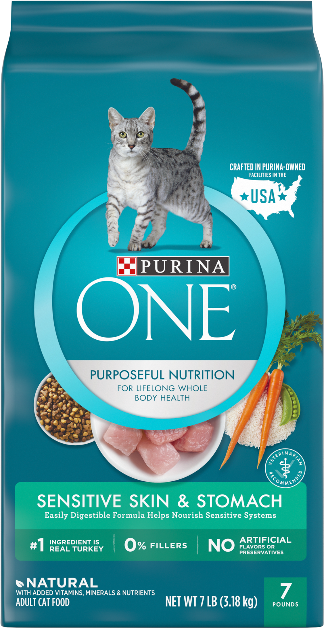 Purina One Sensitive Skin & Stomach Formula Adult Dry - Purina One Cat Food Indoor (2400x2400), Png Download