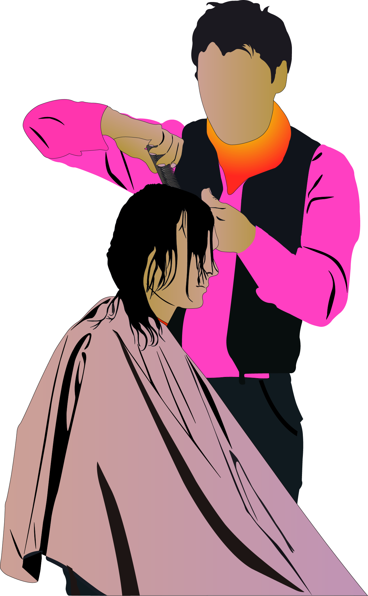 Hairstyle Hairdresser Wardrobe Vector Handmade Haircut - Haircut Vector (1277x2068), Png Download