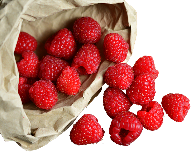 Raspberries In The Bag, Isolated, Fruit, Healthy - Raspberry (960x612), Png Download
