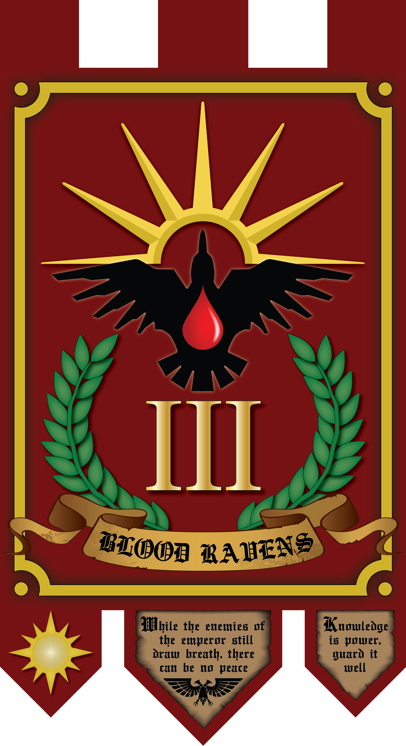 Blood Ravens - Ultramarine 1st Company Banner (1295x2377), Png Download