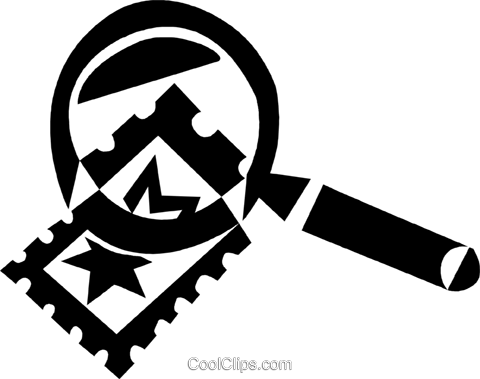 Magnifying Glass And Postage Stamp Royalty Free Vector - Stamp Postage Symbol Png (480x379), Png Download