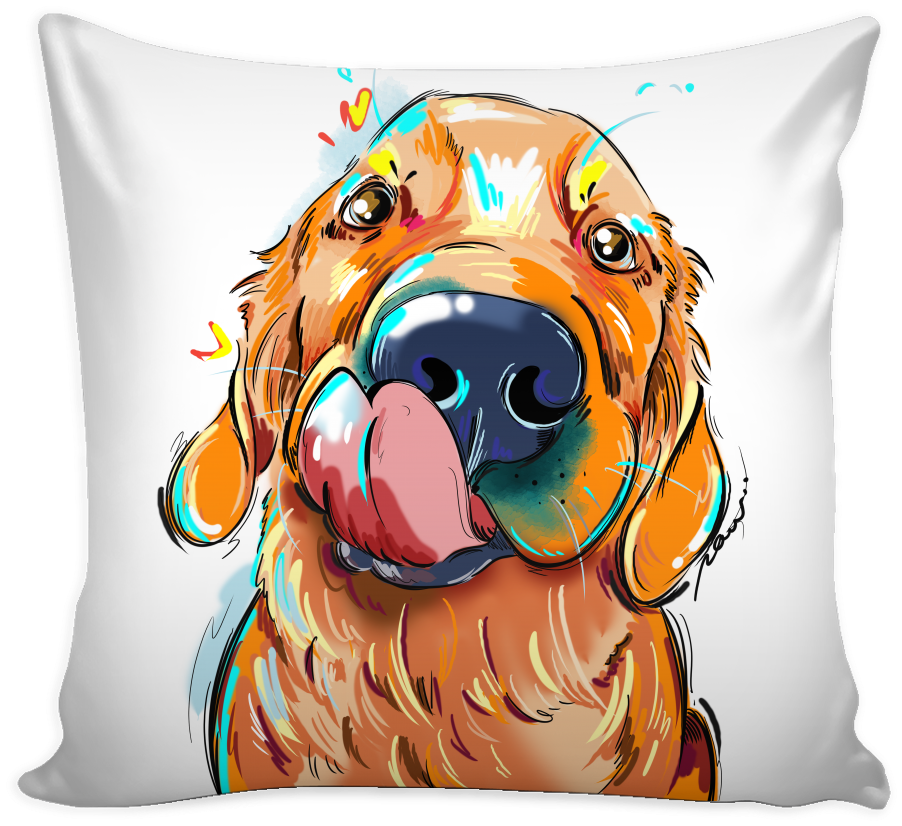 Golden Retriever Pillow Cover - Pillow (1024x1024), Png Download