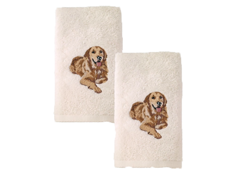 Avanti Linens Golden Retriever Hand Towels - Avanti Dog 2-pc. Cotton Hand Towel Set - White (800x557), Png Download