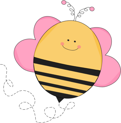 Buzzing Pink Bee Clip Art - Pink Bee Clipart (400x404), Png Download
