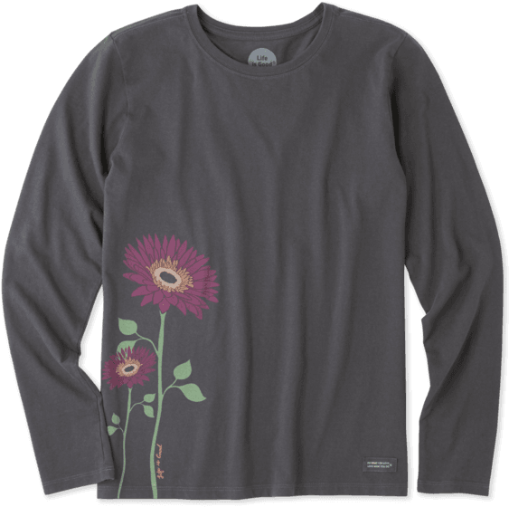 Women's Namaste Daisies Long Sleeve Crusher Tee - Long-sleeved T-shirt (570x570), Png Download